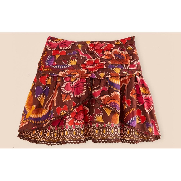 FARM Rio Brown Bright Flora Mini Skirt NWT SZ XL - Picture 2 of 16